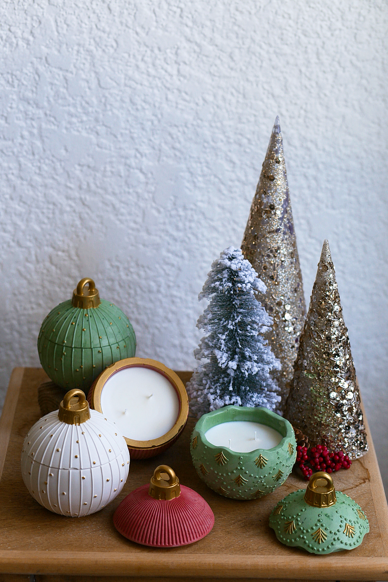 Holiday Christmas Stone Candle Collection
