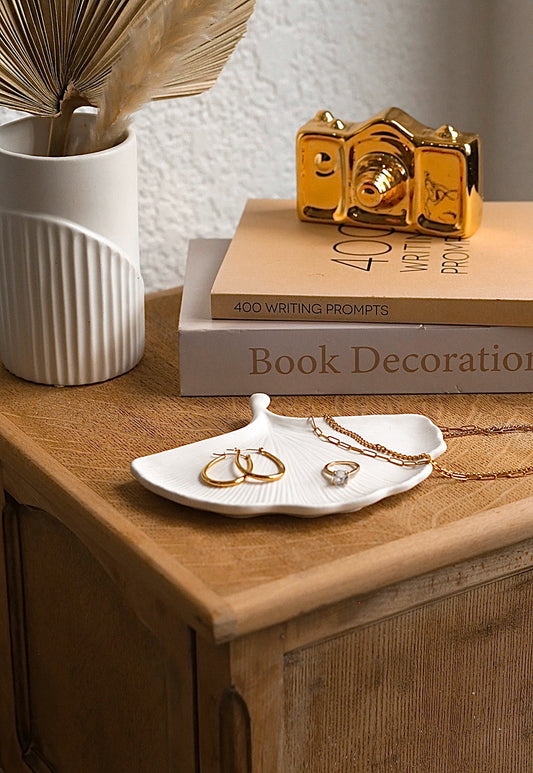 Ginkgo Stone Leaf Trinket Tray
